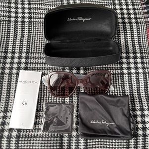 Salvatore Ferragamo 65mm Burgundy Oversized Sunglasses